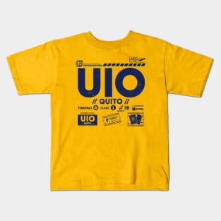 Vintage Quito UIO Airport Code Travel Day Retro Travel Tag B Kids T-Shirt